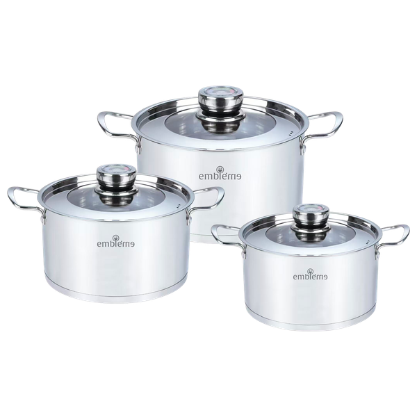 [EM SS3S25] Cookware Set - Stainless Steel with Multi-Layer Base - 6 Pieces - Silver