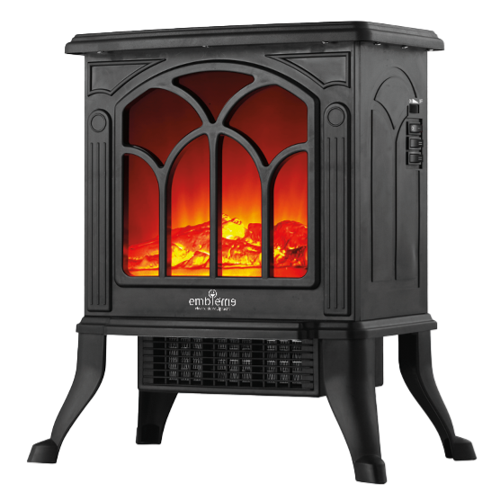 [EM FP25B] Electric Fireplace Heater – Adjustable Flame – 800/1500W