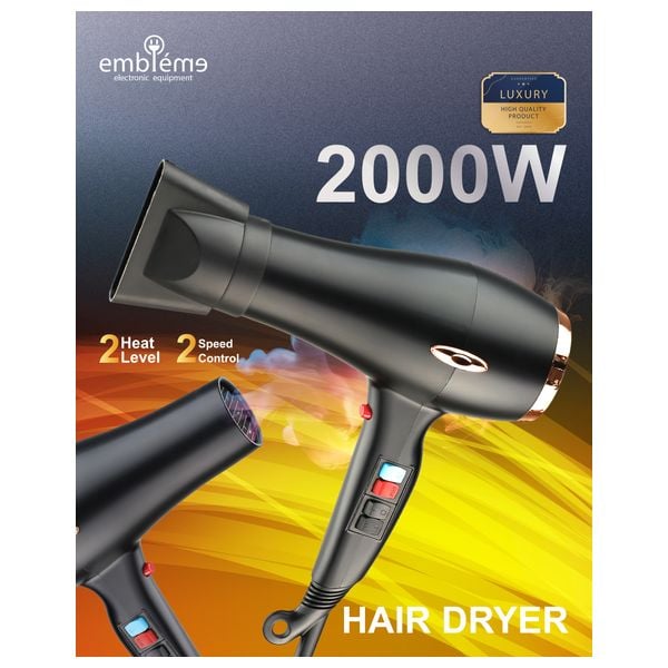 [EM HDBGC] Professional Hair Dryer, Multi-Speed Styling - 2000W