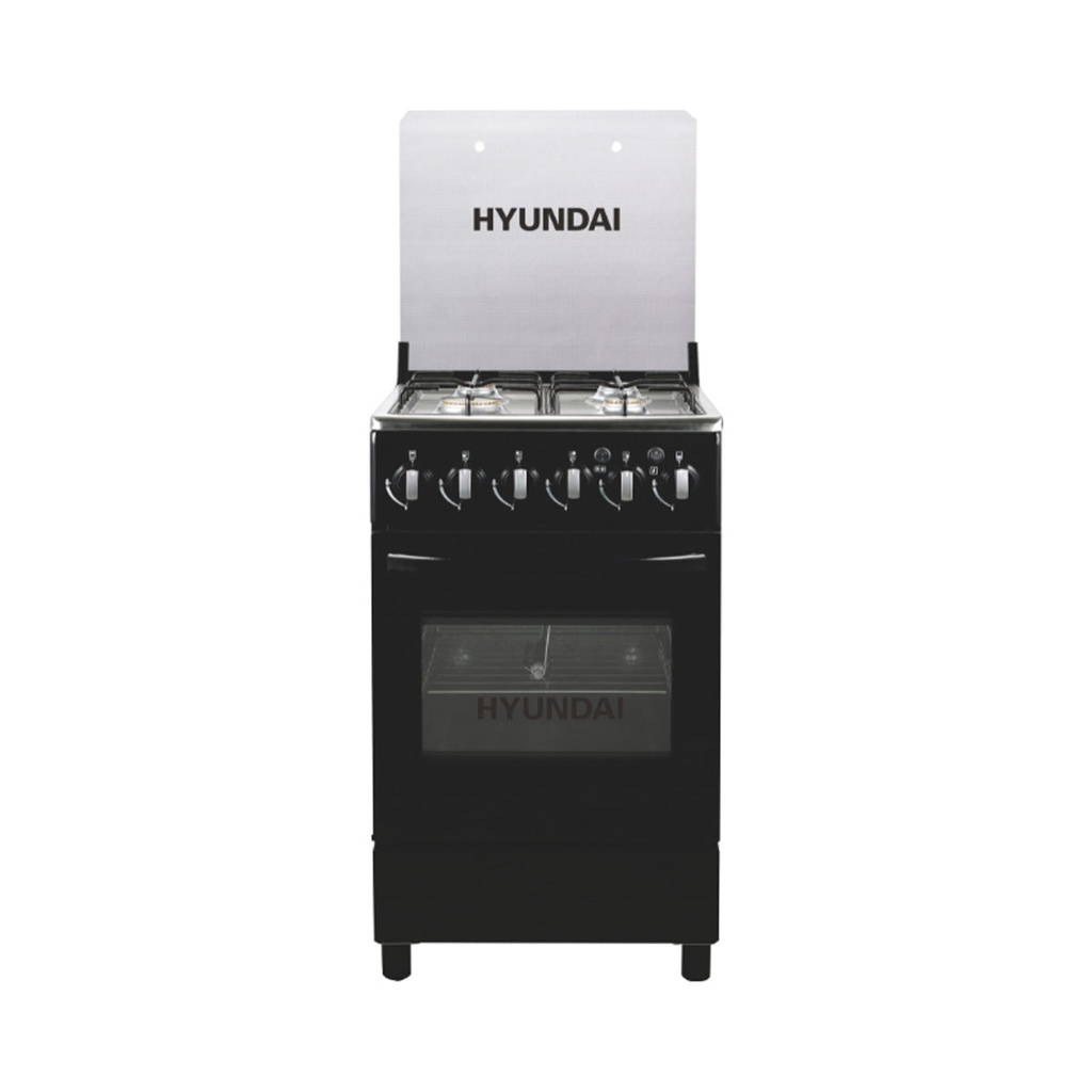 [HBM-50-Black] Gas Cookers - 4 Flames, Black طباخ غازي هيونداي (Black)