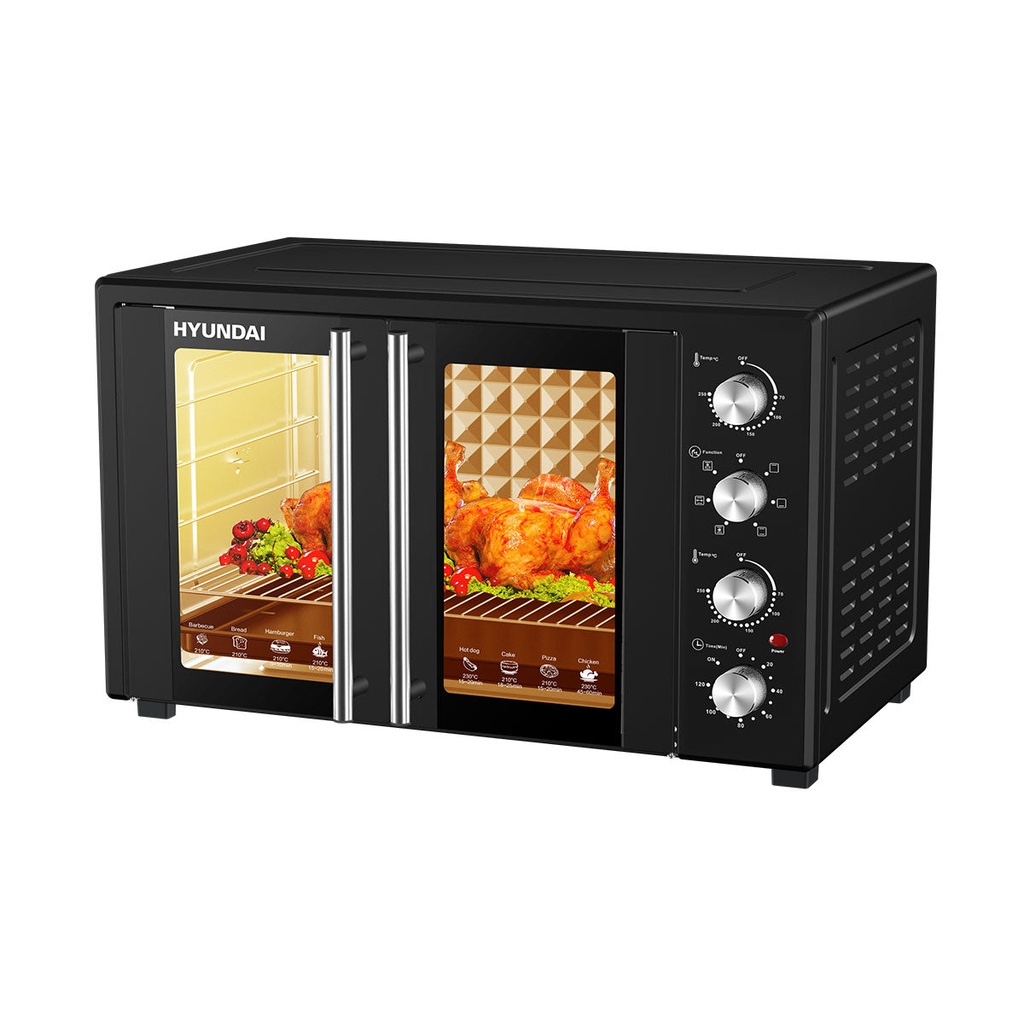 [HBM-80L2-Black] Glass Door, Digital Display, Turbo Fan فرن كهربائي هيونداي (Black)