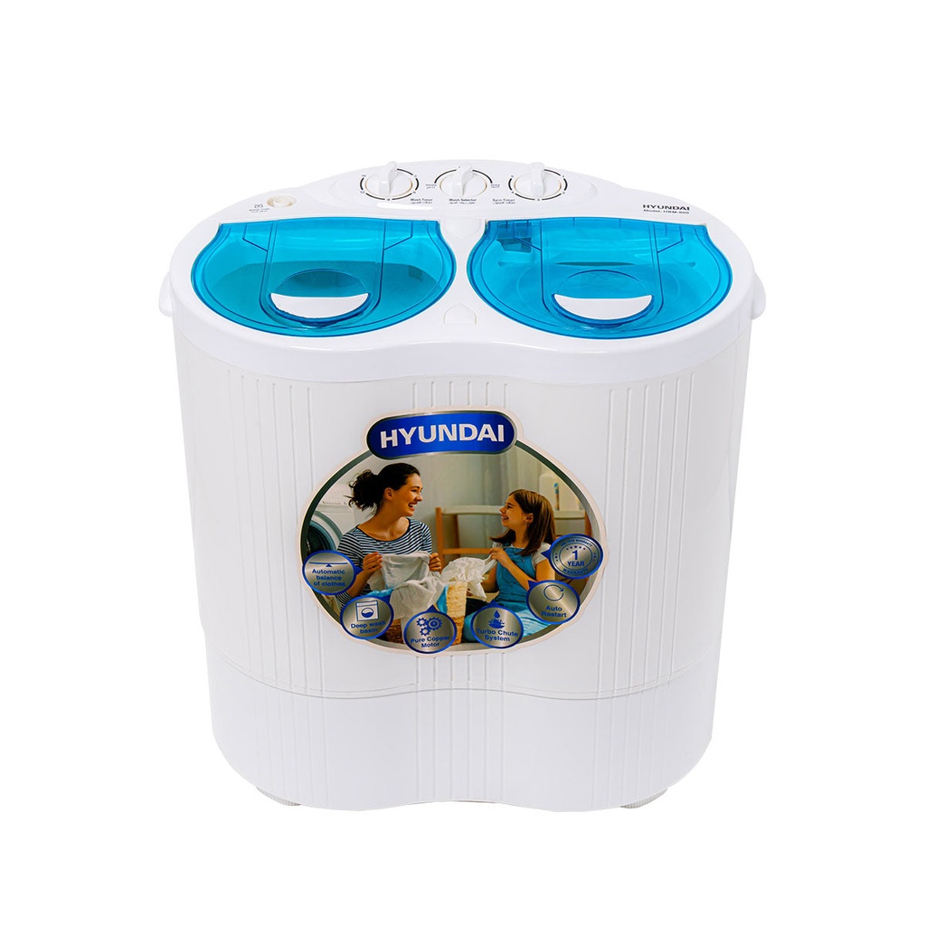 [HBM-600  Baby Washing] Twin Tub Baby Washing Machine 6Kg, White غسالة حوضين للاطفال هيونداي