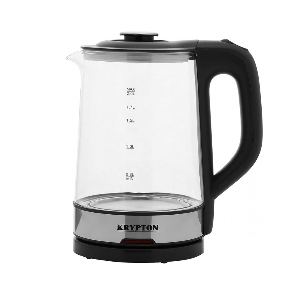 [knk6221] Glass Electric Kettle 2 L, Black غلاية2 لتر كريبتون