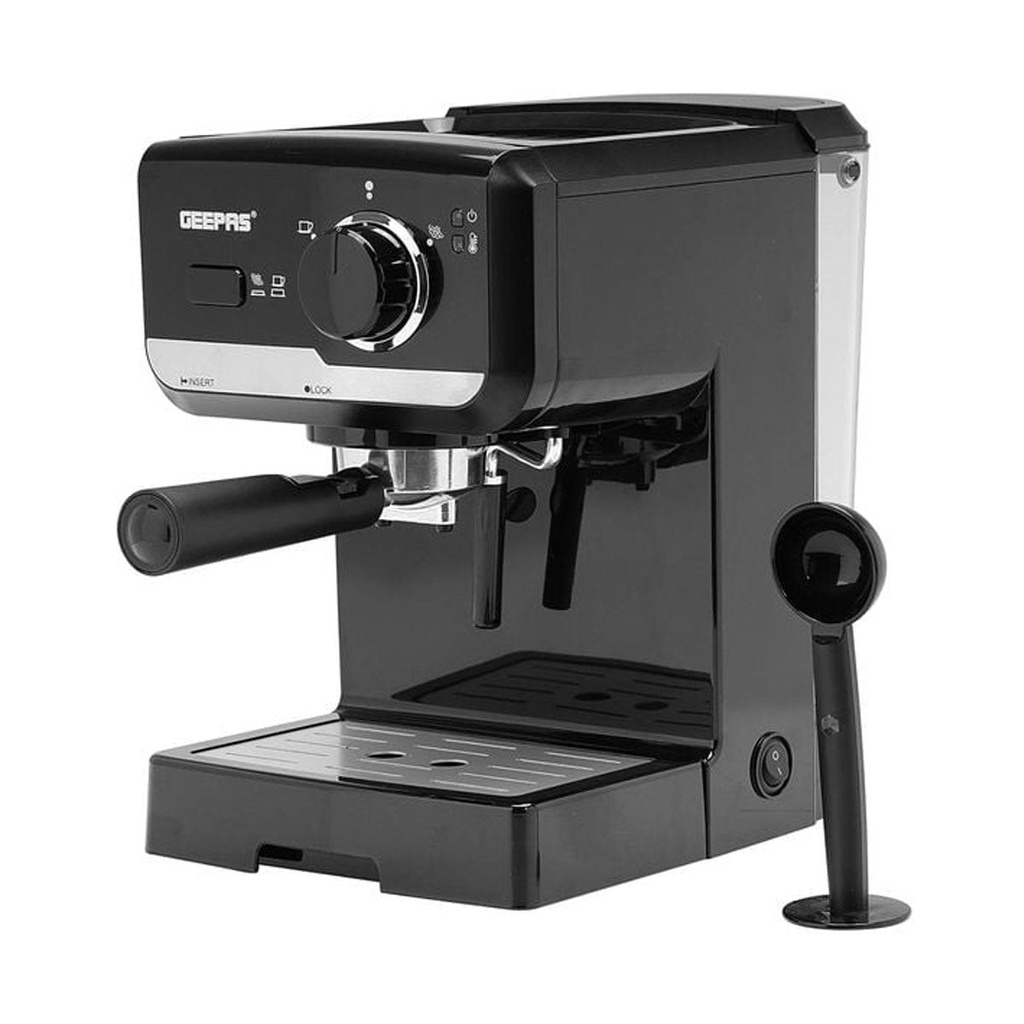 [GCM41507] Coffee Maker | 15 Bar Power Brewing Pump | Dual Stainless Steel Filters | Aluminum Alloy Boiler, Overheat & Over Pressure Protected, 1.25 L 1140 W, Black ماكنة تحضير القهوة جيباس