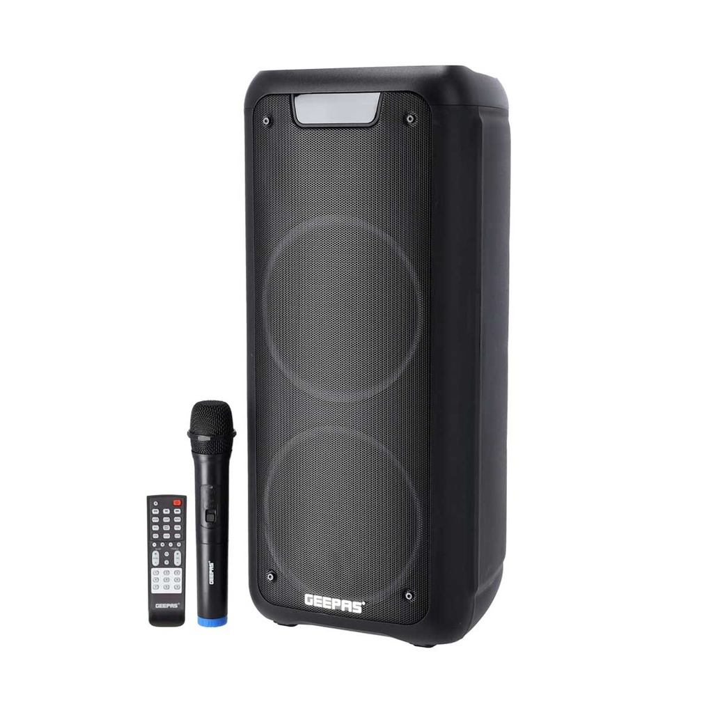 [GMS11168] Rechargeable Professional Speaker | TWS Connection, BT/FM/USB/TF Card | LED Display | Wireless Microphone | 40000 W, 7.4V/3000mAh Lithium Battery, Black مكبر صوت احترافي قابل لإعادة الشحن جيباس