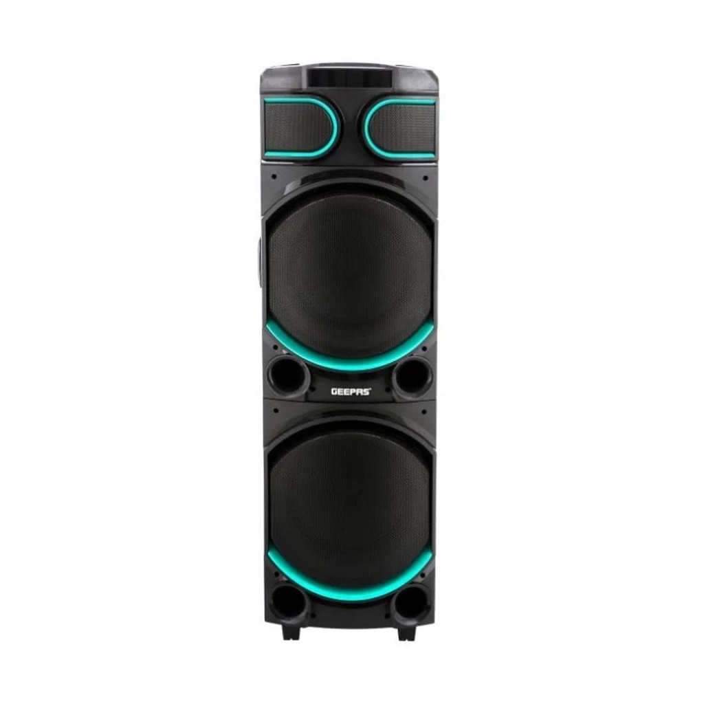 [GMS11170] Rechargeable Professional Speaker | USB/ FM/ TF Card, Bluetooth/ TWS | UHF MIC | 12V/7A Lead-Acid Battery | Remote Control | 80000 W, Black سبيكر احترافي جيباس