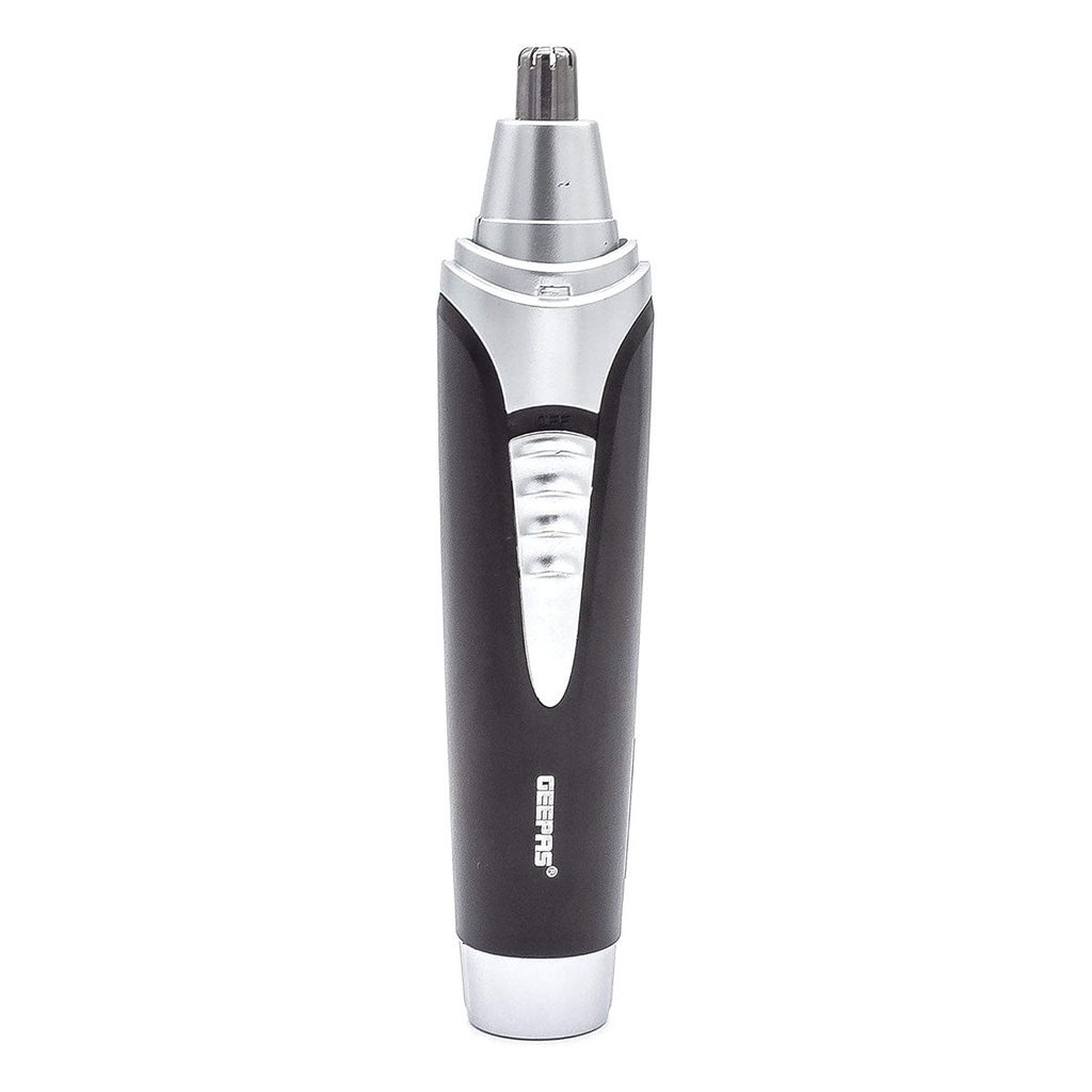 [GNT8651] 2-In-1 Nose And Ear Hair Trimmer with Cleaning Brush, Black/Silver ماكنة ازالة شعر الانف جيباس