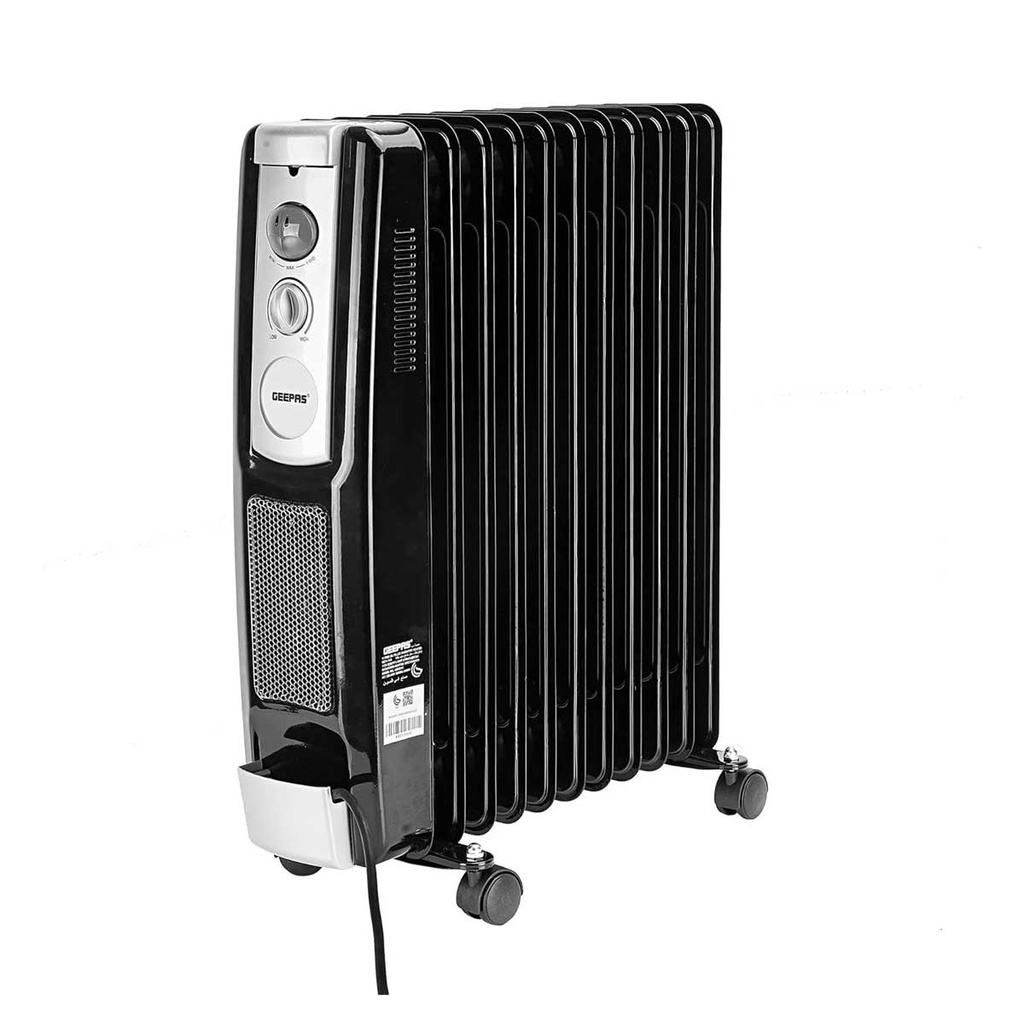 [GRH9101] 11 Fins Oil Filled Radiator Heater with Fan, Black مدفئة زيتية جيباس