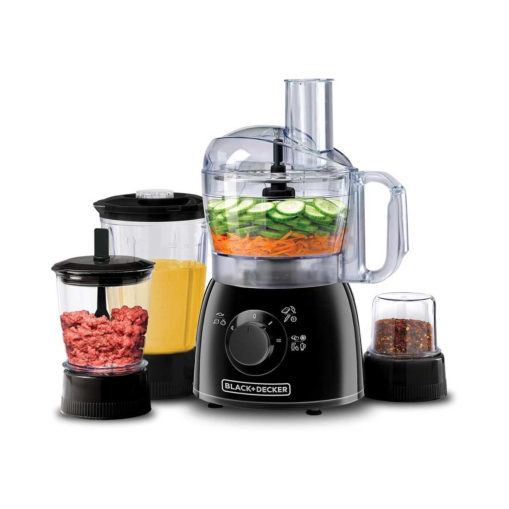 [KR43-B5] 834  Food Processor with Blender, Mincer & Grinder, Black معالج طعام مع خلاط ومفرمة ومطحنة