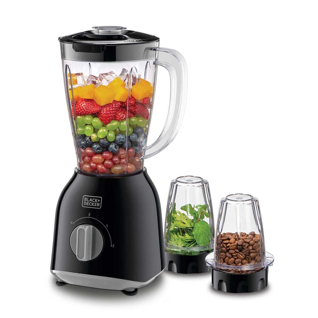 [BX365-B5] Blender with 2 Mills 1.5L, 400W, Black خلاط