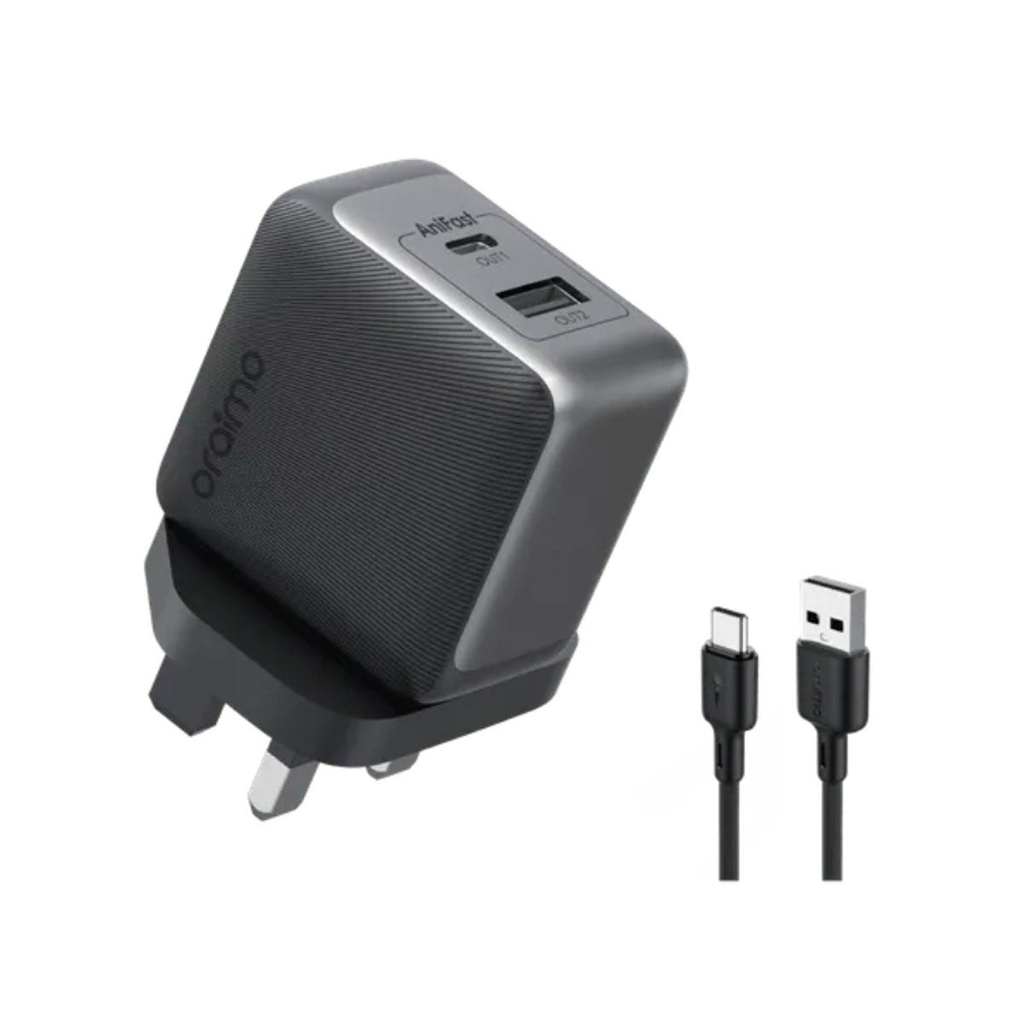 [OCW-7331U+C54] Charger 33W Gan tech with L To C cable 60W, Black