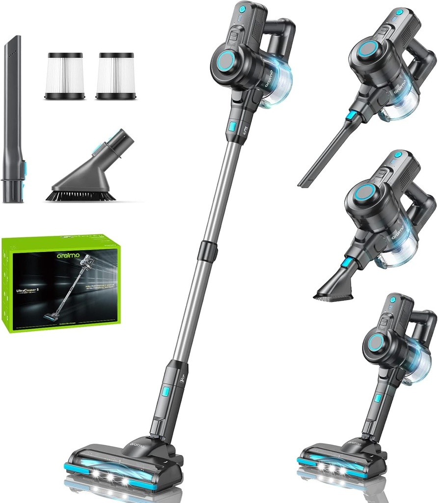 [OSV-102(GREY-EU)] Cordless Vacuum Cleaner, 2-speed adjustment Upgrade Lightweight Stick Vacuum OSV-102B with Self-Standing