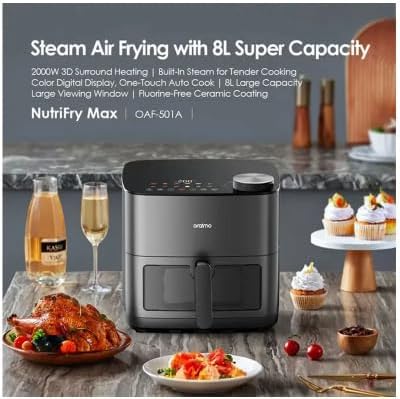 [OAF-501A(GREY)] NutriFry Max Air Fryer 8L – 2000W – OAF-501A