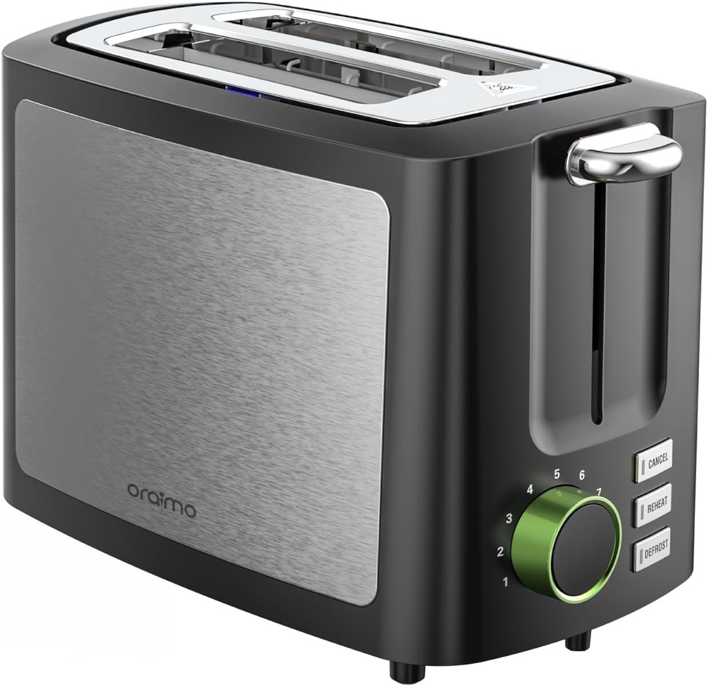 [OTT-201A] 2 Slice Bread Toaster with Smart Digital Display, 9 Browning Settings, Toast, Defrost, Reheat 3-IN-1