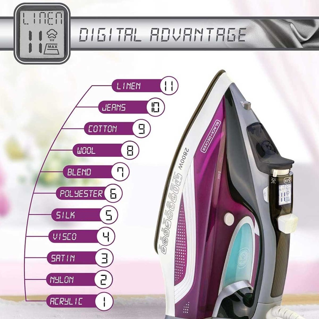 [X2250-B5] Digital Steam Iron w Anodized Sole, 2800W مكوى بخاري رقمي