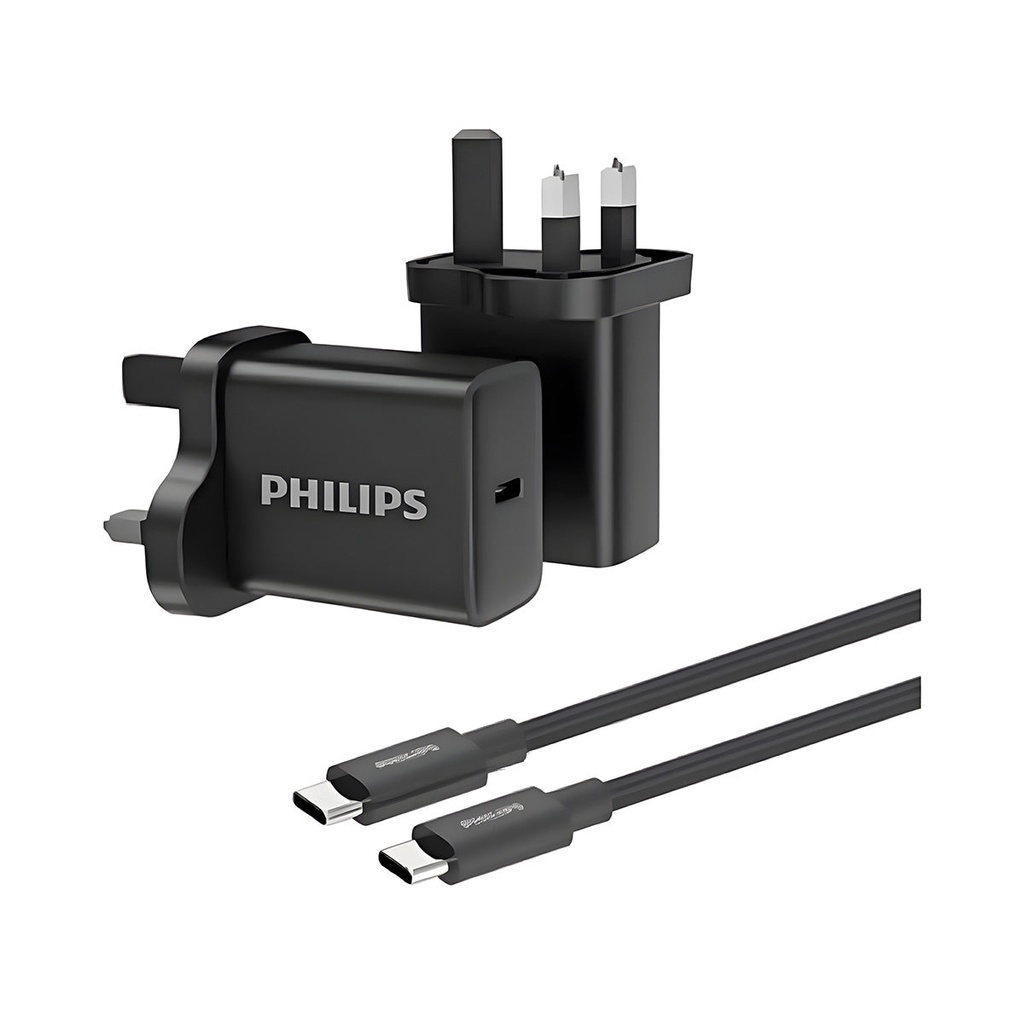 [DLP5312NB/05] Wall charger 30W with Type C-C Cable, Black  شاحن حائط فلبس (Black)