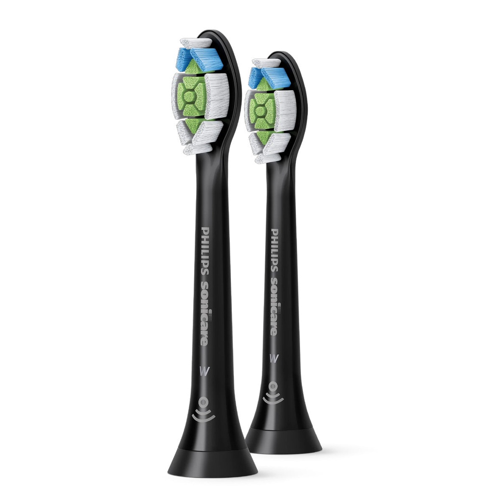 [HX6062/91] Sonicare W2 Optimal White 2-Pack Brush Heads,  رؤوس فرشاة اسنان سونيكير اس 2 علبة متكونة من قطعتين  فلبس (Black)