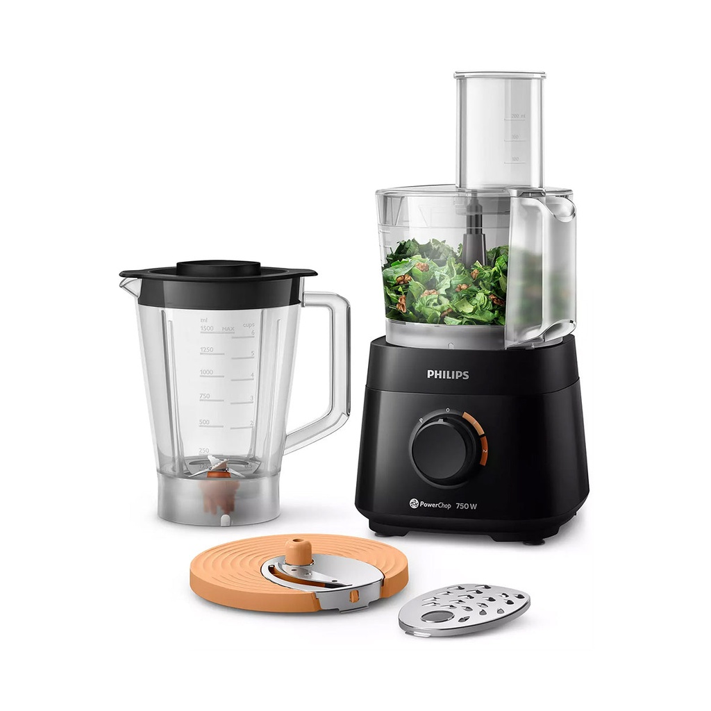 [HR7301/90] Power of 750W and 4 Accessories Food Processor, Black