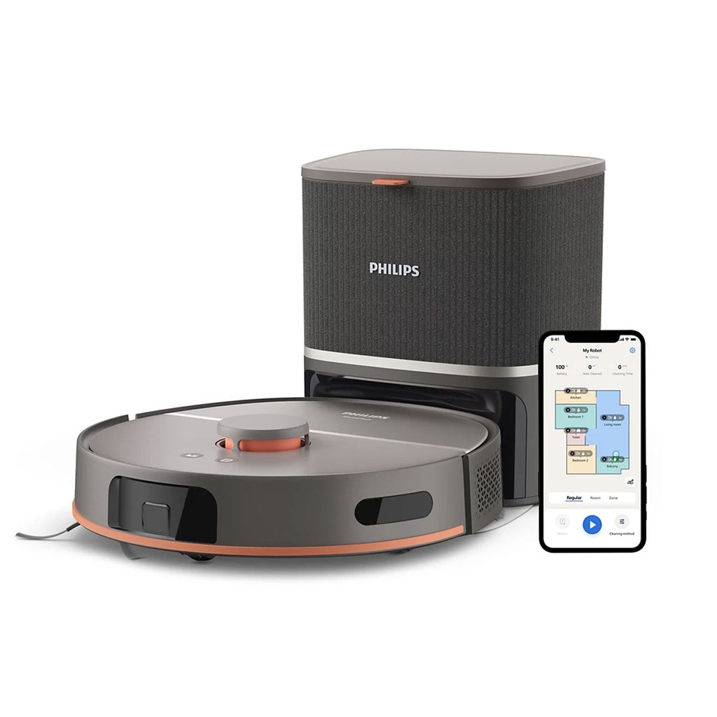 [XU5100] HomeRun 5000 Series Vacuum and Mop Robot, Black  روبوت المكنسة الكهربائية والممسحة فلبس