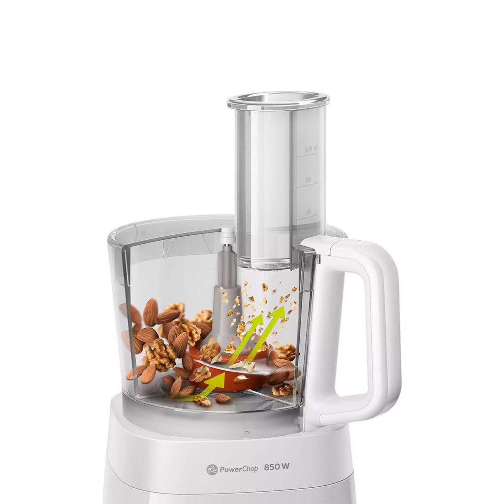 [HR7520/10] Compact Food Processor 850W  White محضرة طعام 850 واط مع 7 ملحقات فيليبس