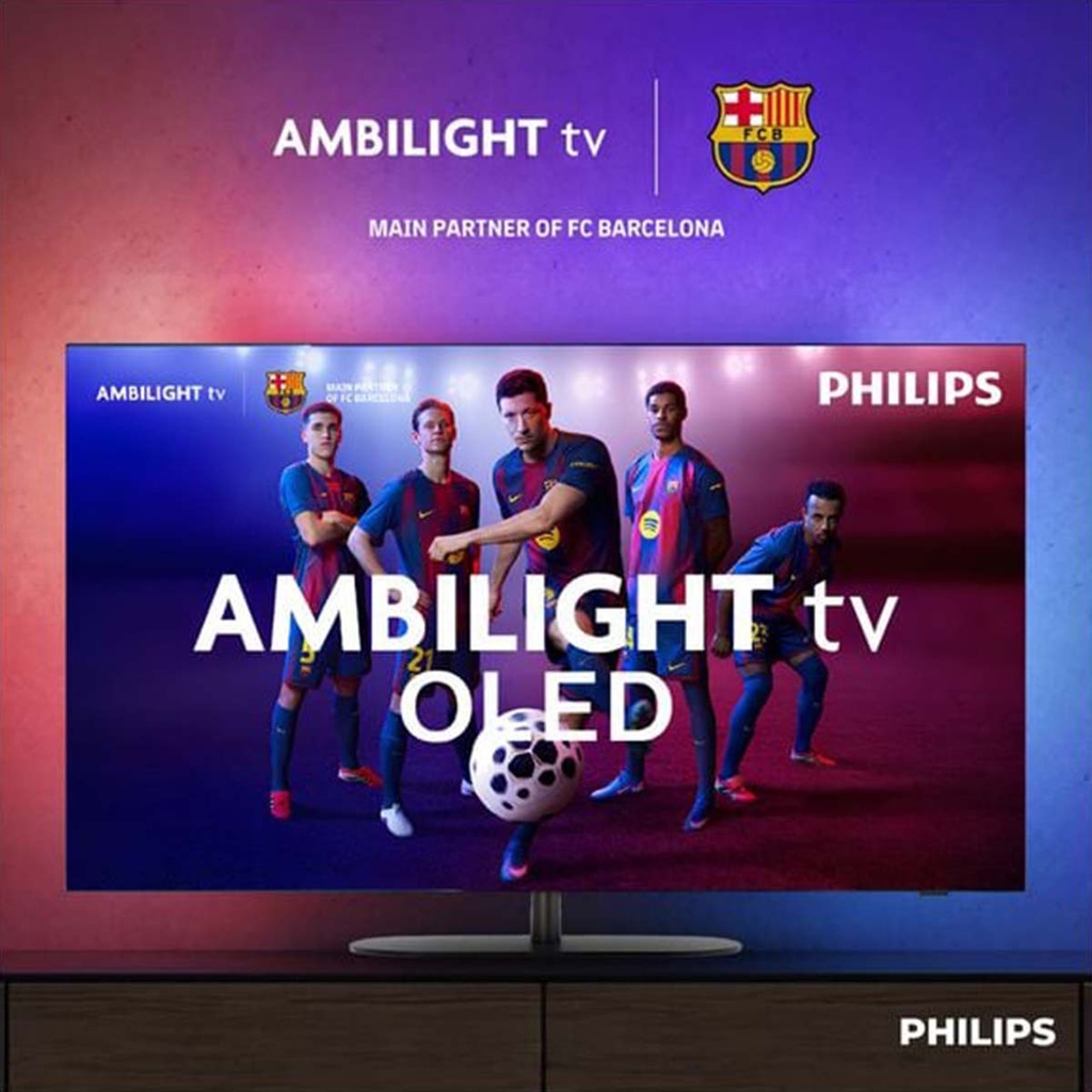 [65OLED810/12] Ambilight - 4K - OLED - Frameless - P5 AI Perfect Picture Engine - 144 Hz - Google TV - European origin, 65-Inch شاشة حجم 65 معالج بي 5 مدعوم بالذكاء الاصطناعي بدقة 4 كي + 144 هيرتز +اضائة من ثلاث جوانب فلبس