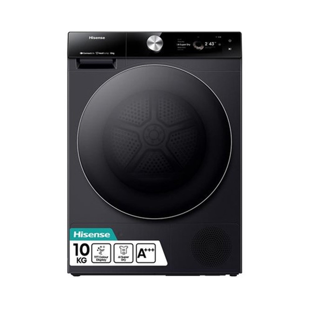 [DH7S107BB] Wifi Connected 10Kg Heat Pump Tumble Dryer, Black غسالة ملابس 10 كغم هايسنس