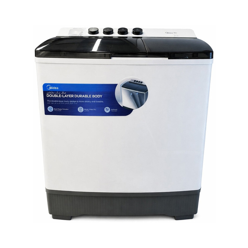 [MT100W130/WG] MT100W130/WG Two Sink Washing Machine 13 Kg, Grey غسالة حوضين 13 كيلو مايديا