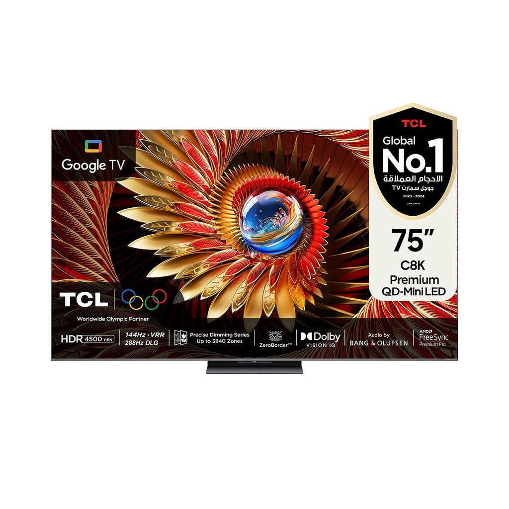 [75C8K] C8K 75-Inch Premium QD-Mini LED Up to 3840 Zones HDR 4500 nits 288Hz Game Accelerator