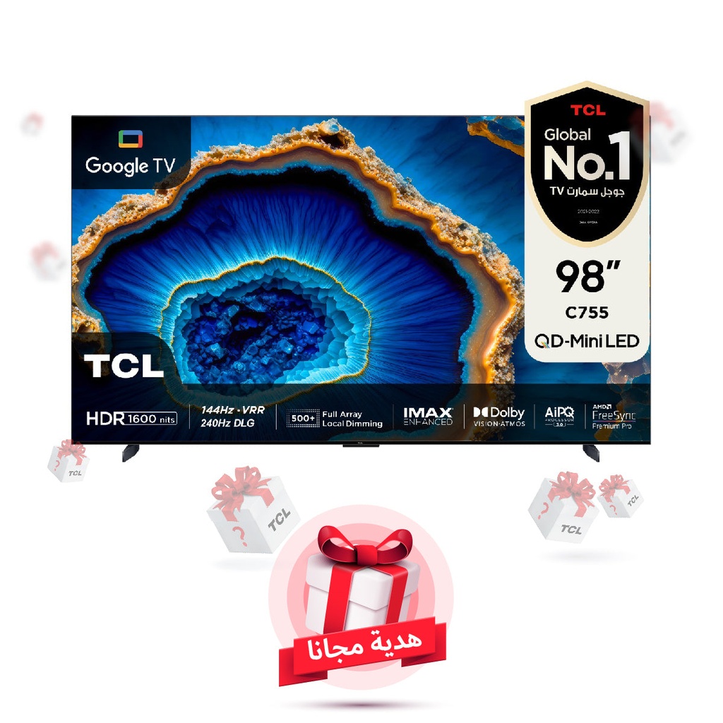 [98C755] C755 QD-Mini LED 4K 98-Inch 1600nits HDR10+ 240Hz DLG FreeSync Premium Pro 144Hz + Gift