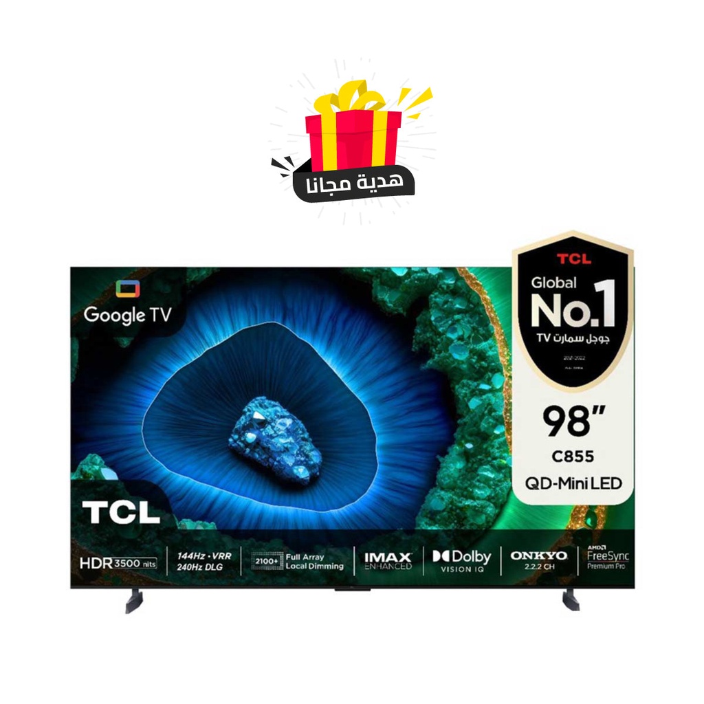 [98C855] C855 QD-Mini LED 4K 98-Inch TV 3500nits Local dimming 2100+ 240Hz DLG FreeSync Premium Pro 144Hz + Gift
