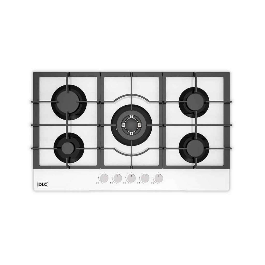 [GHG-915-5BW] 90cm Gas Built-In Cooker White Glass
