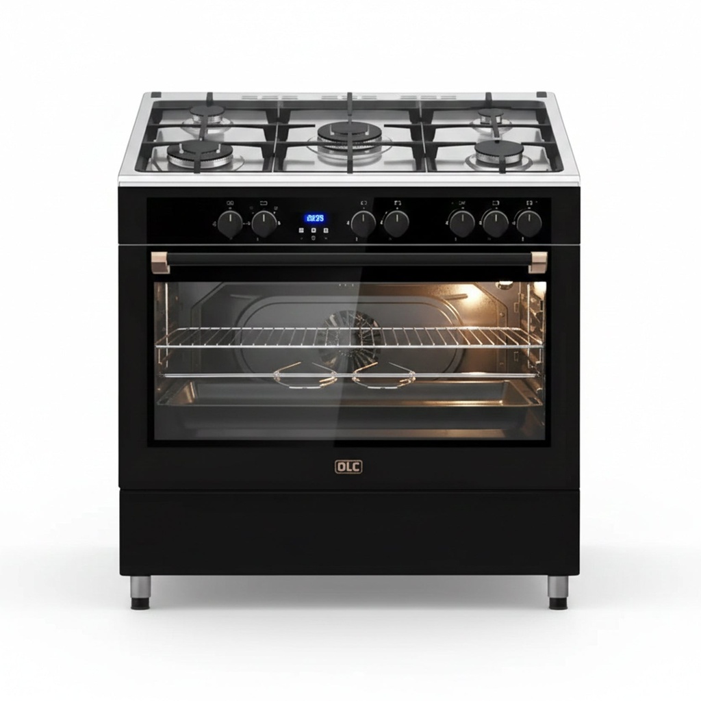 [S-FS6090-5B2RB] 5B2RB Salon Gas Cooker, 5 Burners, 90cm, Black طباخ خمس مشاعل دي ال سي