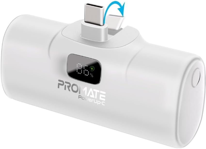 [PowerUp-C.WHITE] Ultra-Compact Fast charging 5000mAh Power Bank with In-Built USB-C Connector (Blue)
