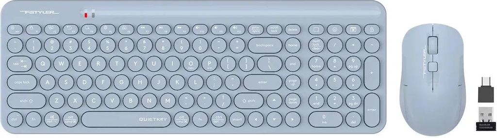 [FG3300 Air2-Blue] Fstyler FG3300 Air QuietKey 2-Zone Wireless Keyboard Mouse Combo Set