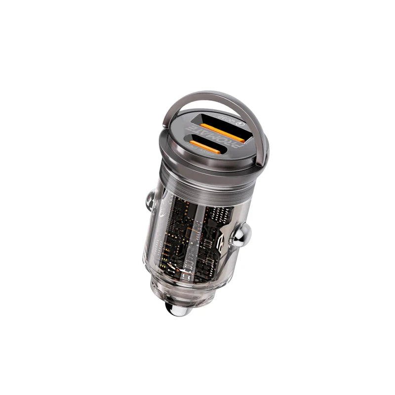 [TRANSDRIVE-65W] 65W RapidCharge™ Transparent Mini Car Charger with Power Delivery & QC 3.0