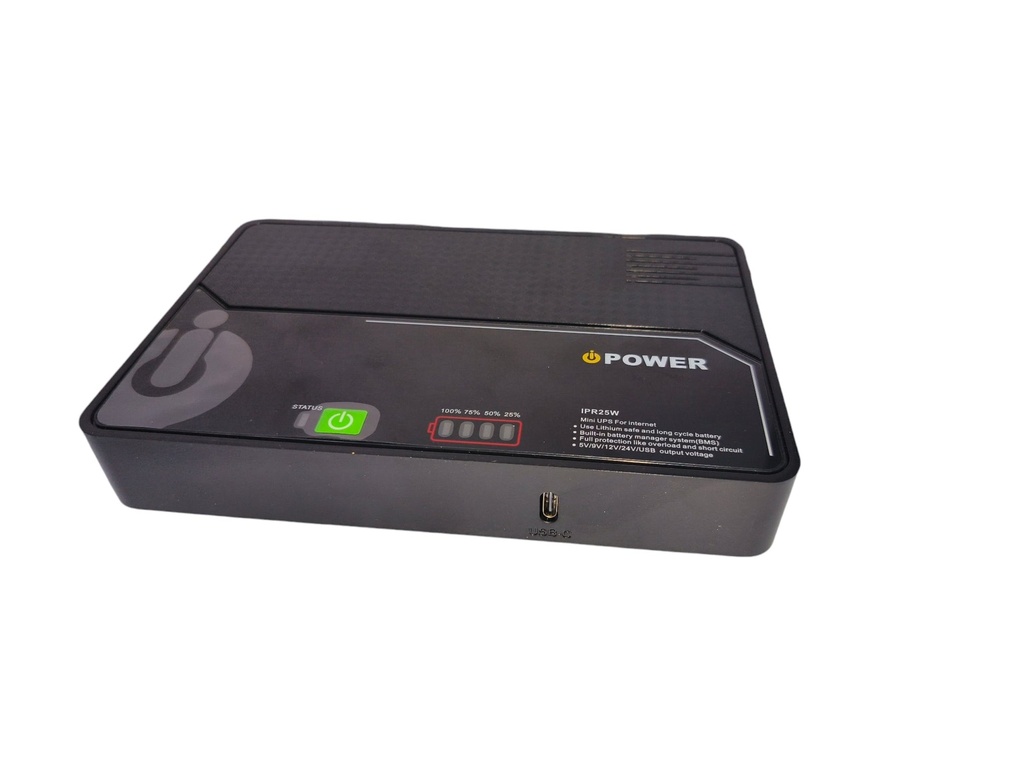 [IPR25W] iPower IPR25W DC UPS – 25W 12000mAh Backup Power Supply with 5V/9V/12V Outputs & Type-C Port