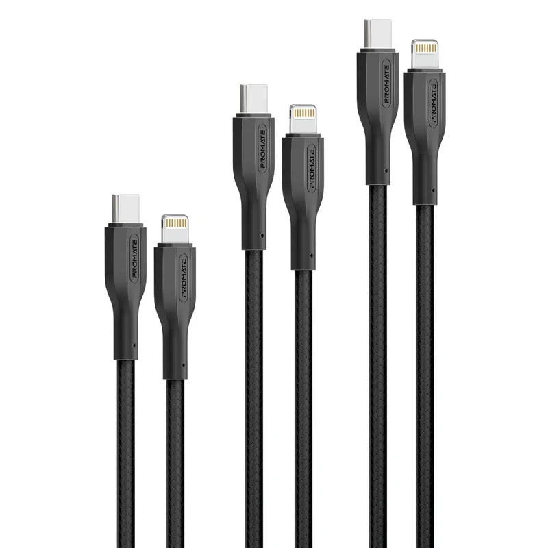[CABLEKIT-CI] CableKit-Ci 3Pcs High Tensile Strength 27W USB-C to Lightning Cable Kit