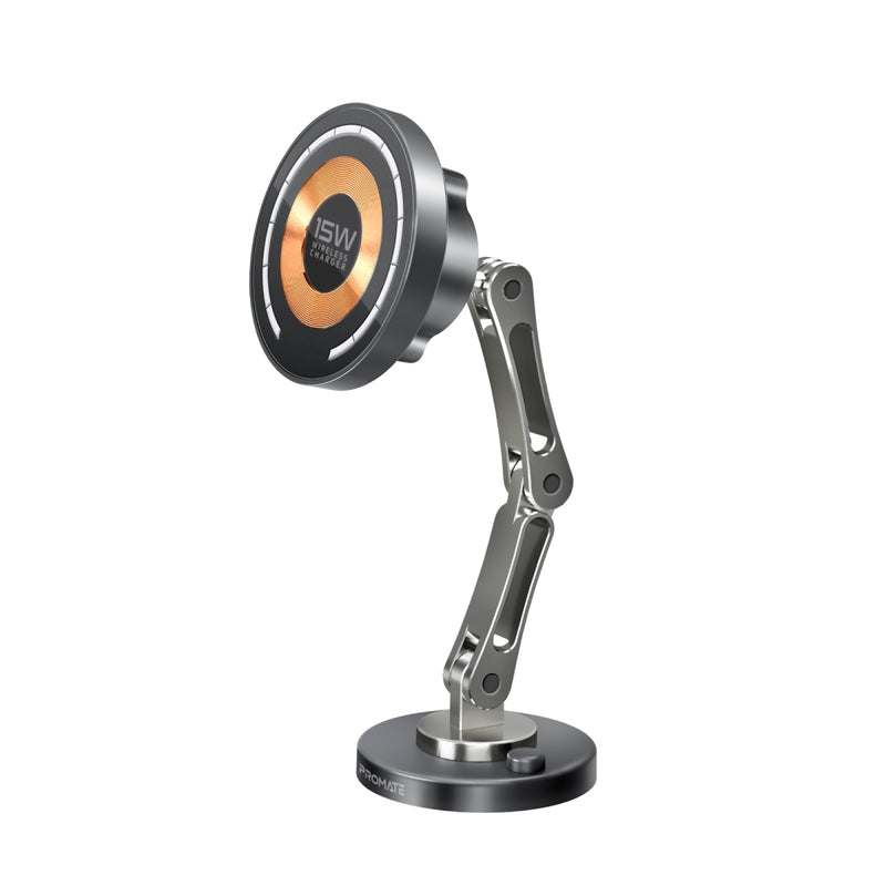 [MAGNUS-QI] Magnetic Wireless Car Charger, Ultra-Fast MagSafe Transparent Charger with 15W Output, Triaxial Height Adjustment, 360 Degree