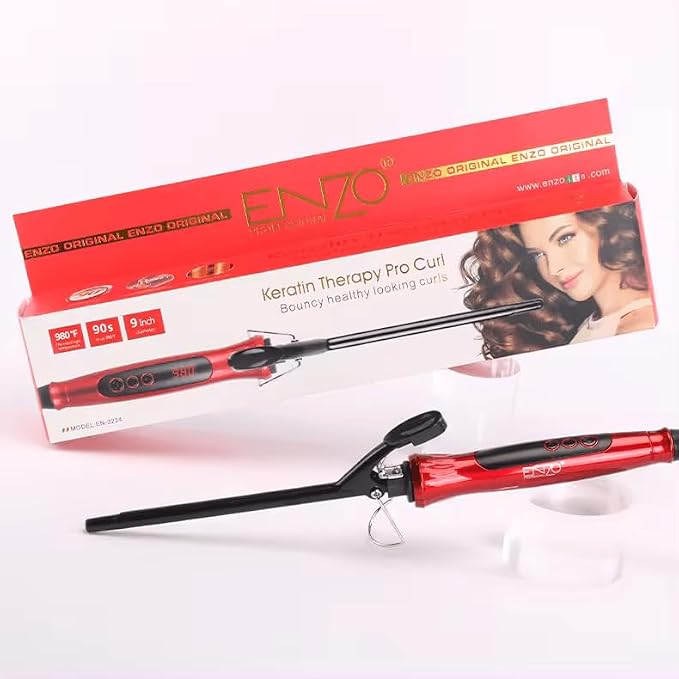[EN-2220] 9mm Professional Curling Iron with Adjustable Temperature, Fast Heat-Up, and Dual Voltage - Ideal for All Hair Types - Intl Version