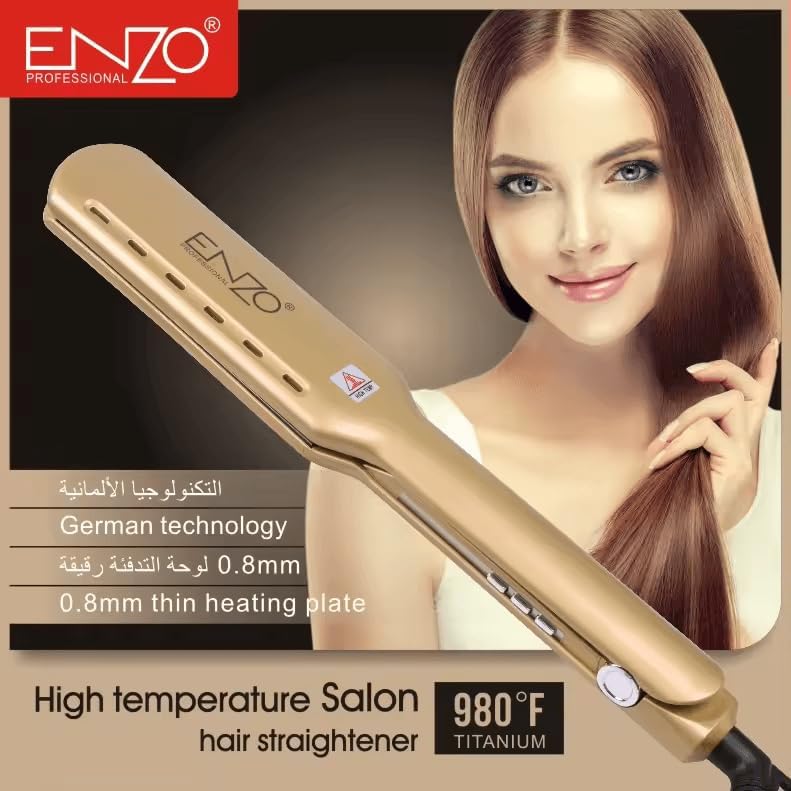 [EN-3337] Professional Hair Straightener - Advanced Ceramic Plates, Adjustable Temperature Settings, Fast Heat-Up, and Ergonomic Design - Perfect for Smooth, Sleek, and Frizz-Free Hair-Intl Version