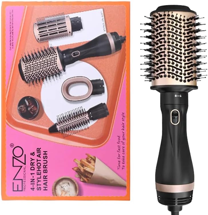 [EN-6207] 4-in-1 Professional Hair Dryer & Styler – Multi-Function Hot Air Brush with Volumizer, Straightener & Hair Concentrator