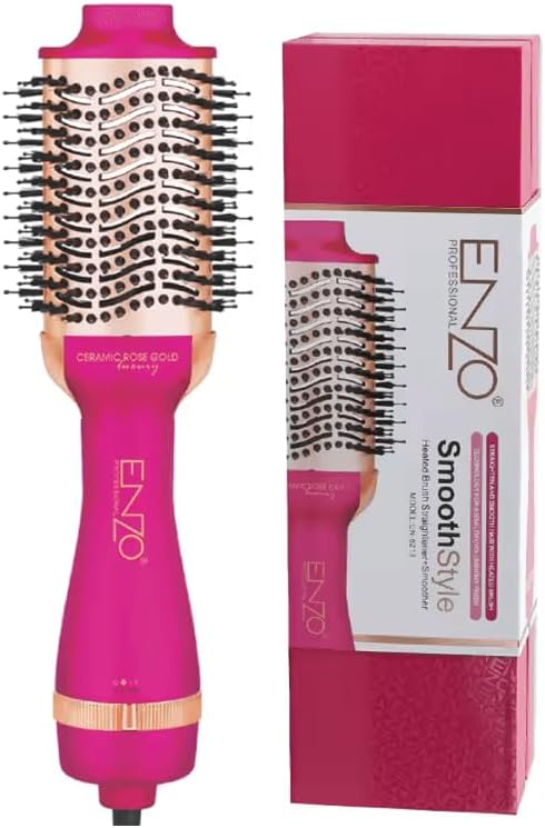 [EN-6213] Electric Ion Hot Air Brush – 2-in-1 Hair Dryer and Styler with Ionic Technology, Ceramic Brush, Adjustable Heat and Speed Settings