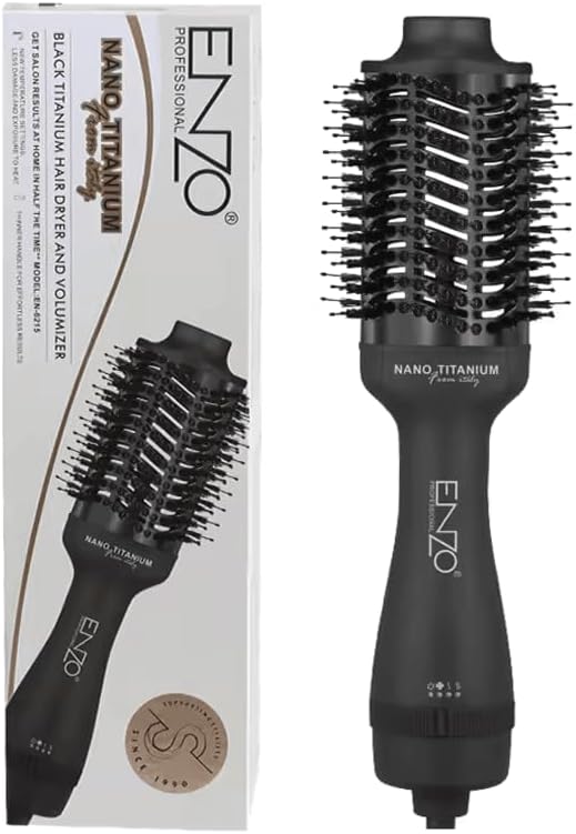 [EN-6215] Nano Titanium Hot Air Brush – 1200W Styling Tool for Waving, Volumizing & Frizz Control – Lightweight, Ergonomic Design with Adjustable Heat