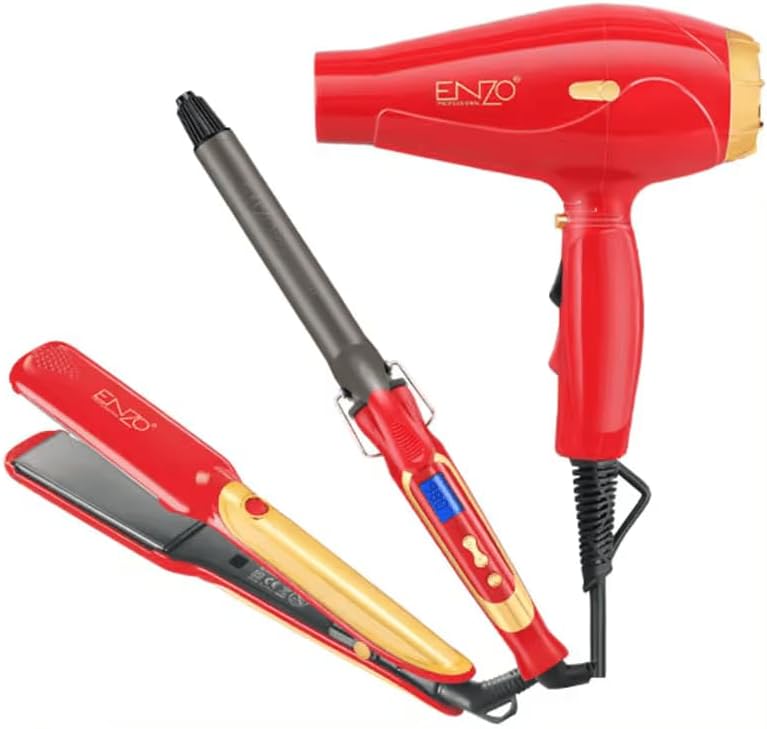 [EN-6305] Professional 3-in-1 Hair Styling Package – 1845 W 45W/55W-Includes High-Power Hair Dryer, Ceramic Straightener, and Curling Iron
