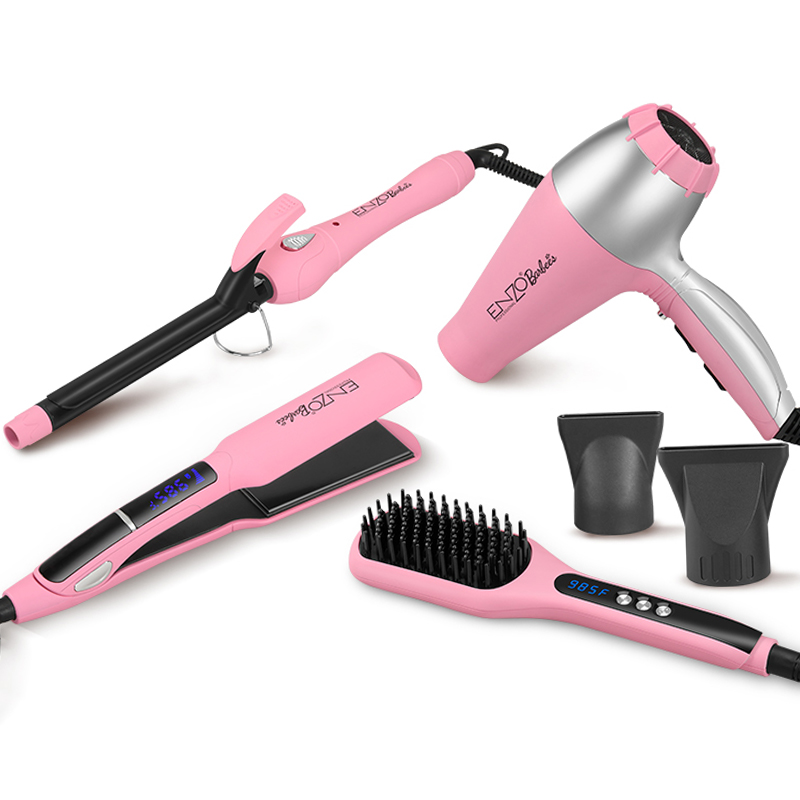 [EN-6313] 4 in 1 Hair Styler Styling Toot Set Professional Hair Straightener Curler Hot Air Hair Dryer Brush Styling Tool Set
