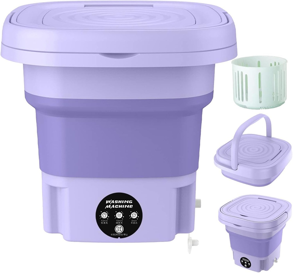 [FWM-01] 8L Portable Washing Machine | Foldable Mini Washing Machine | Mini Washing Machine Half Automatic Small Washer | with 3 Modes Deep Cleaning for Underwear | Baby Clothes, or Small Items