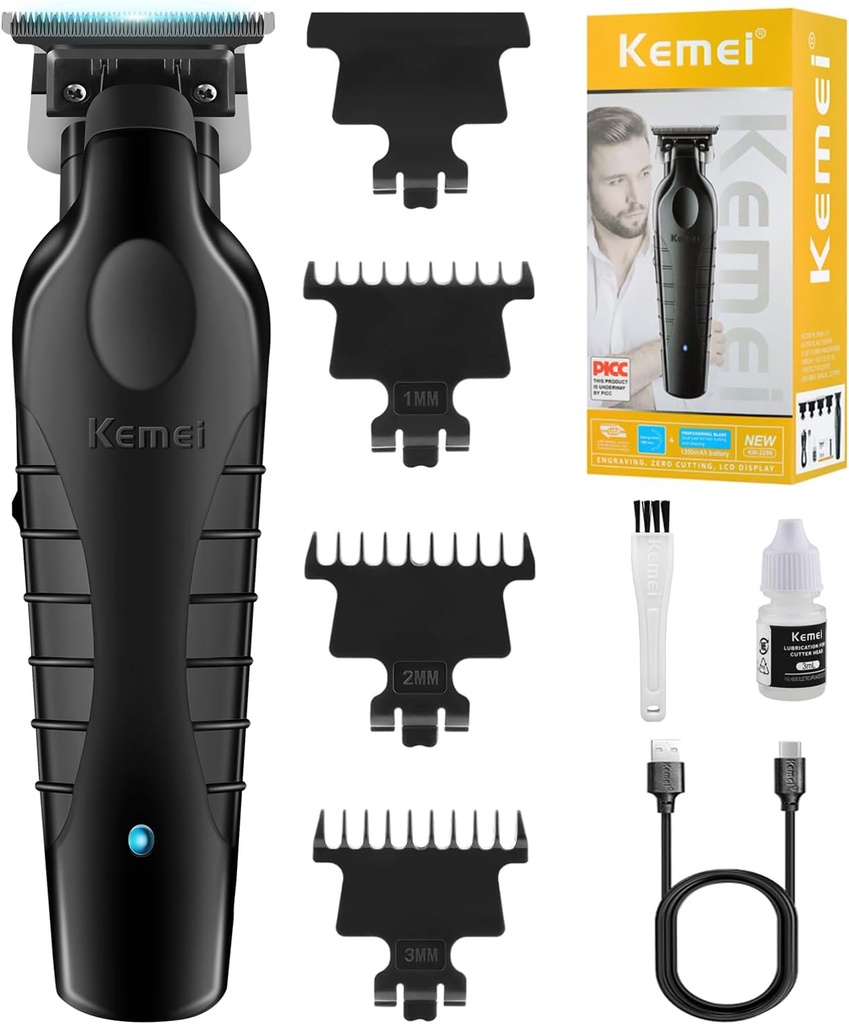 [KM-2299] Trimmer Professional Cordless Hair Clipper for Men Electric Beard Trimmers Barber Hair Cuttings Kit, Zero Gapped T Blade Trimmers for Men