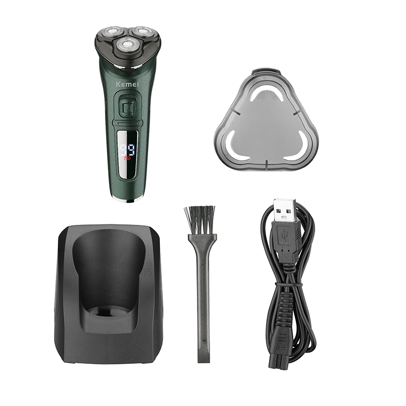 [KM-2805] Electric Shaver Waterproof Rechargeable Razor Stainless Steel Blade USB Charging Base Digital Display Shaving