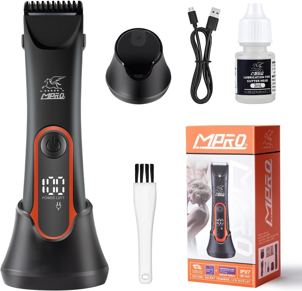 [MP-1845] Waterproof Secret Trimmer, Digital Display, Rechargeable, Professional Grooming Kit