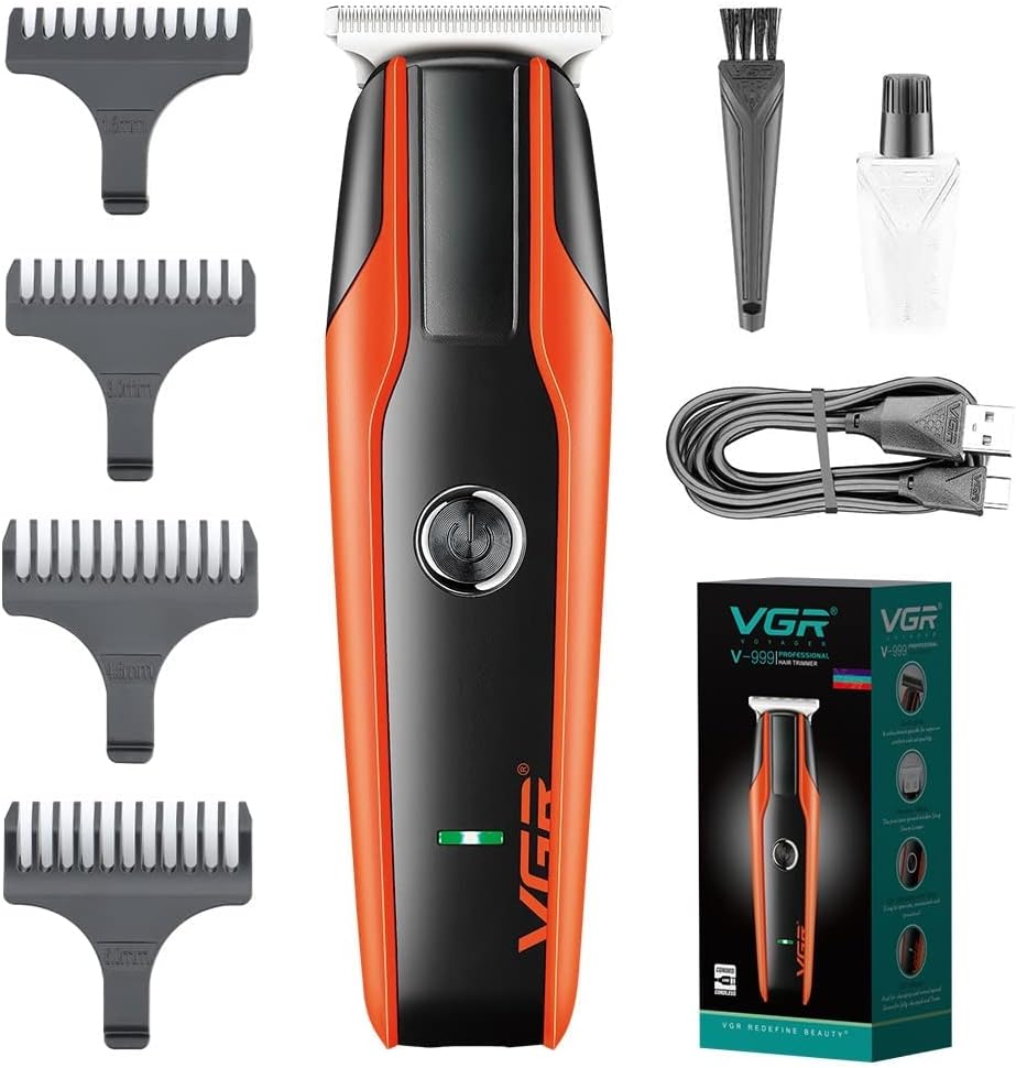 [V-999] Professional Rechargeable Cordless Beard Hair Trimmer Kit with Dual Motor, Guide Combs Brush USB Cord for Men, Family or Pets Rechargeable Li-ion Battery 120 minutes Runtime